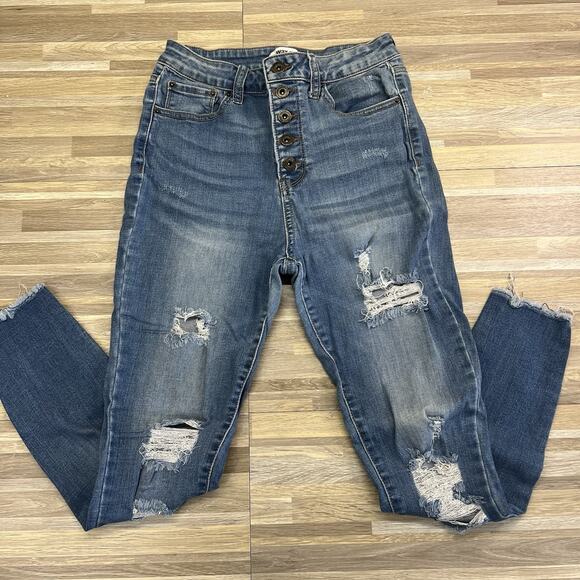 Wax Jean Skinny Distressed Jeans Women Size 7/28 - JN305 - Picture 1 of 8